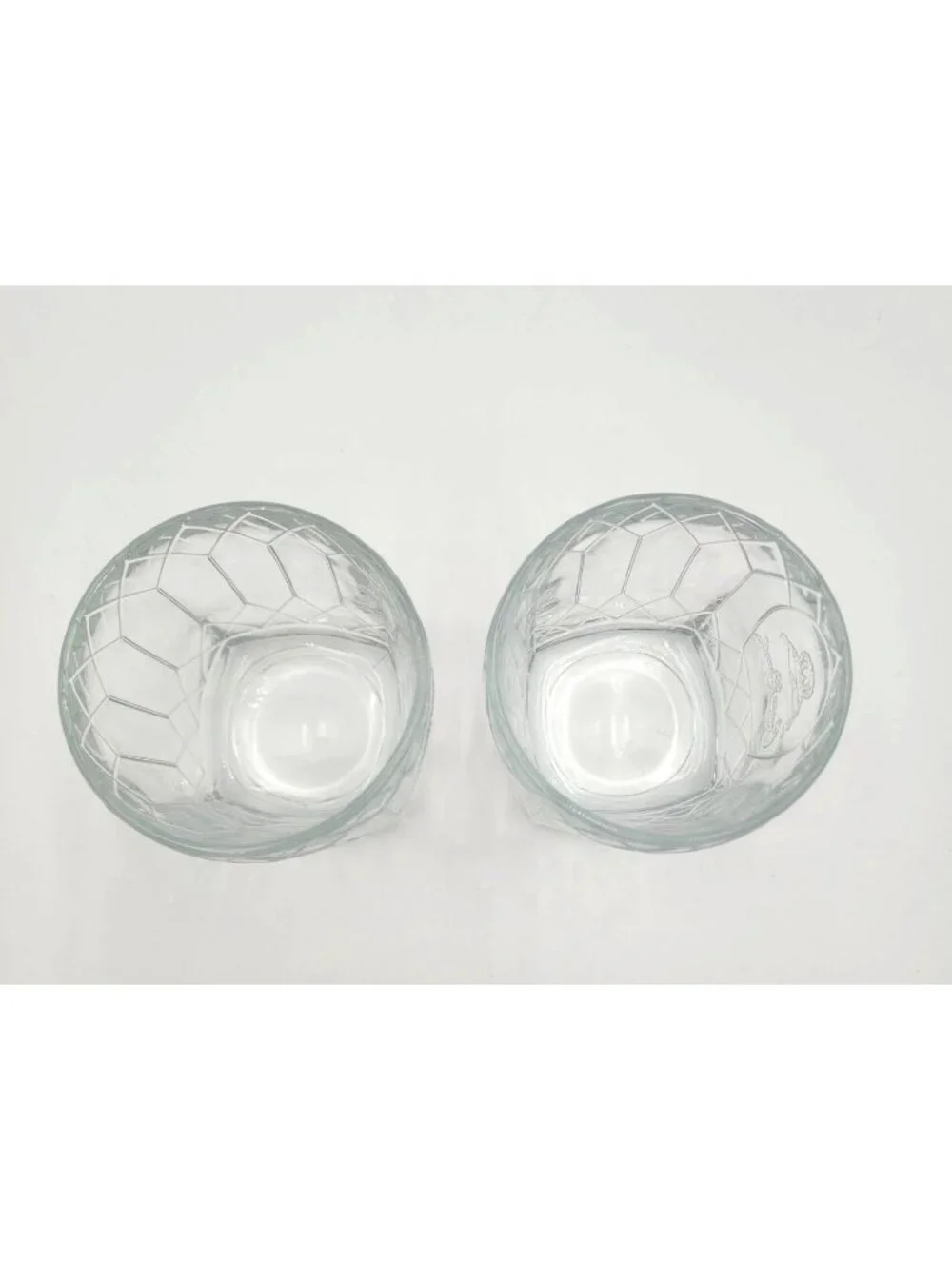 Crown Royal Etched Logo Diamond Pattern Whiskey Low Ball Glasses Set Of 2 10 oz